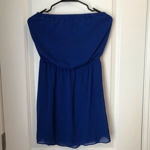 Express Strapless royal blue dress